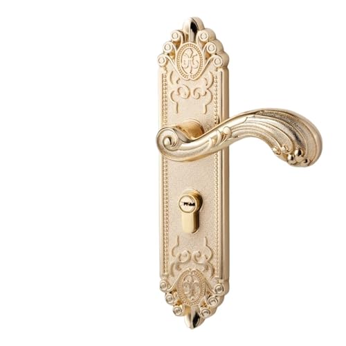 Manijas De Puerta Cerradura de puerta estilo europeo con llave for dormitorio, baño, madera moderna(YB)