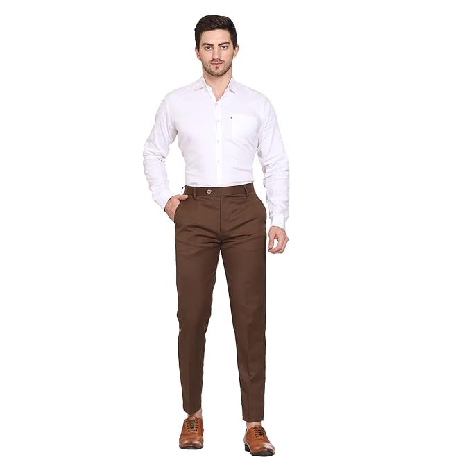 Image of Formal Pant for Men. Regular Fit, Lightweight, Flat Front, Premium Cotton Polyester Blend Fabric. Office, Party and Casual Wear. Non Stretchable.