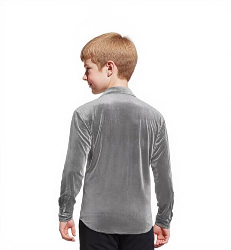 Boys Velvet Dress Shirts for Kids Casual Button Down Shirt Youth Boy Wedding Prom Party Luxury Long Sleeve Tops2