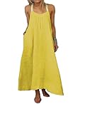 Photo Gallery wouueso vestito lungo da in cotone con spalline sottili regolabili, stile boho casual, schienale, con volant, vestibilità ampia e giallo 5xl Photo Gallery wouueso vestito lungo da in cotone con spalline sottili regolabili, stile boho casual, schienale, con volant, vestibilità ampia e giallo 5xl