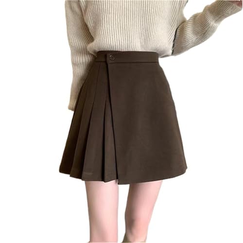 Women's Tailored High Waisted Wool Pleated Skirt A-Line Slim
