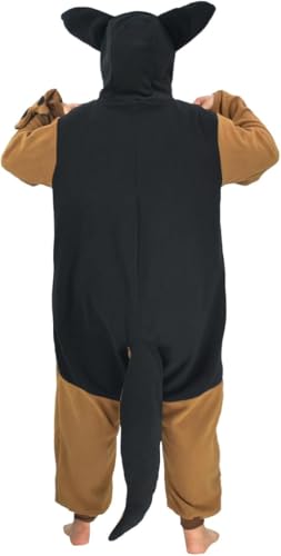 MAMHSABC Unisex Erwachsene Deutscher Schäferhund Einteiler Tier Cosplay Einteiler Pyjama Weihnachten Halloween Kostüm Nachtwäsche für Frauen, Einteiler mit Deutschem Schäferhund, M