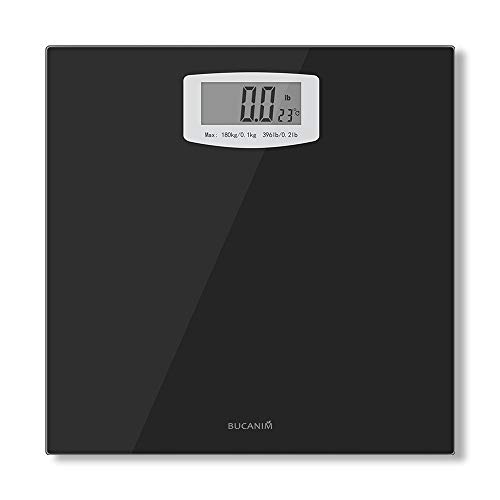 Bucanim Digital Bathroom Scale with Temperature Function Body Weight Scales Fitness Tracker with High Precision Weighing Sensors Capacity 396 pounds