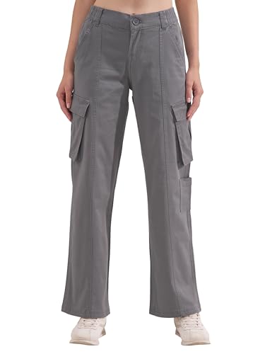Image of Tokyo Talkies Pure Cotton Straight Wide Leg Cargo Pants |Relaxed Fit Utility Trousers