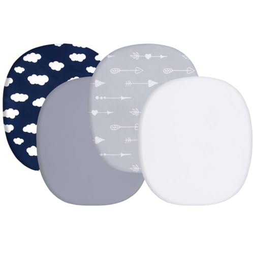 Image of Baby Bassinet Sheets 4 Pack Compatible with Graco Pack and Play Dome LX /Day2Dream(not playard) and Pamo Babe 4 in 1 Portable Crib(only for Bassinet), Ultra Soft & Skin-Friendly, Washer & Dryer