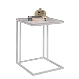 HOME BI Mesa auxiliar en forma de C, mesa auxiliar para aperitivos, escritorio lateral para bandeja de café, mesa para ordenador portátil, estación de trabajo portátil, color blanco