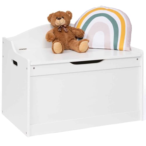 IDMarket - Banc Coffre de Rangement Enfant Mateo en Bois Blanc