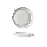 MPOPO Platos de Camping Plato de Cena Occidental Irregular cerámica 9,5 Pulgadas, Plato for Sopa, vajilla Restaurante Hotel, Ensalada Profunda Creativa Comercial Plato Decorativo(12 in)