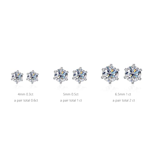 Moissanite Screw Back Earrings for Women Man, 0.3ct - 1ct D VVS1 Lab Diamond Stud Ear, s925 Sterling Silver Round Moissanite Earring2