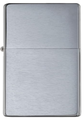 Image of Zippo Metal Vintage Brushed Chrome Without Slashes, Silver, Pocket Fuel, Windproof Premium Lighter (BIS Certified)