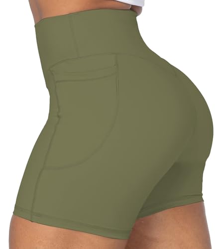 Image of Sunzel No Front Seam Biker Shorts for Women with Pockets, Yoga Workout Gym Bike Shorts with Tummy Control | 3, 5 Or 8-Inch Inseam, High Waisted, No Front Seam, Side Pockets, Buttery Soft, Compression Fit, Squat Proof, Tummy Control