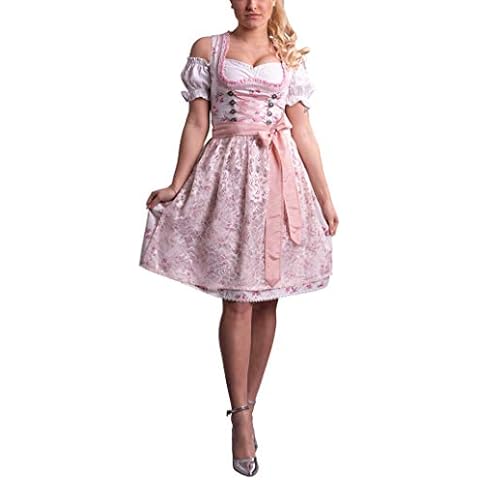 Golden Trachten-Kleid Dirndl Damen 3 TLG, Midi für Oktoberfest, mit Schürze und Bluse, 534GT (38) Cover
