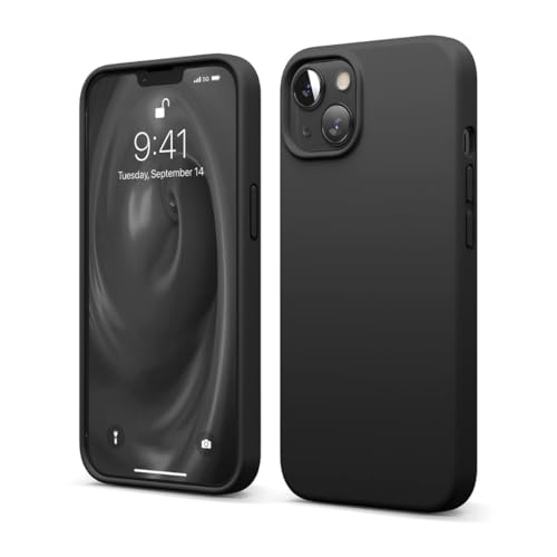 Necesories® Liquid Silicone Case Compatible for iPhone 14 Plus Case,Full Body Protective Cover, Shockproof, Slim Phone Case, Anti-Scratch Soft Microfiber Lining, 6.7 inches (Black)