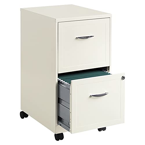 Realspace® 18"D Vertical 2-Drawer Mobile File Cabinet, Metal, Pearl White #TOP5