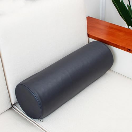 Almohada cilíndrica redonda impermeable, cojín de apoyo para reposabrazos y mesita de noche, almohada extraíble para cabecera de cama para comodidad al dormir (90 x 12 cm, negro)