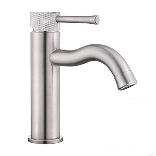 TRYSEA Brushed Nickel Bathroom Faucet,with Splash Sprayer Extender Aerator,Single Handle Vanity Sink,for Vanity Farmhouse and RV - image 1