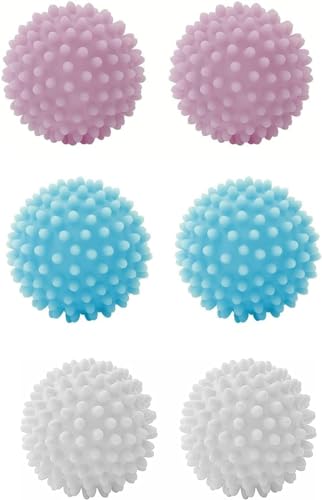 QHFlashbuy Bolas Para Lavadora 6 Piezas Bolas de Secadora de Lavadora Reutilizables,Bolas de Secadora Antiarrugas Para la Limpieza de la Colada Doméstica