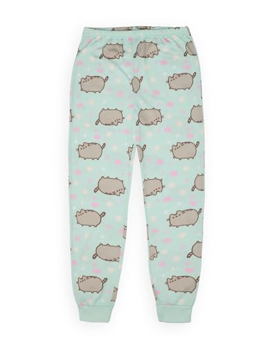 Pusheen Girls Pajama Set | Young Ladies Green Loungewear Short Sleeve T-Shirt & All Over Print Long Leg Pants Complete PJs3