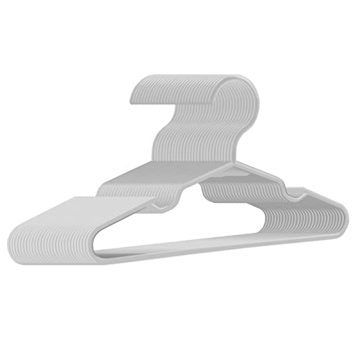 Image of trusir Baby Hangers for Closet 100 Pack Light Gray Plastic Kids Children's Clothes Hangers Non-Slip (Light Gray, 100)