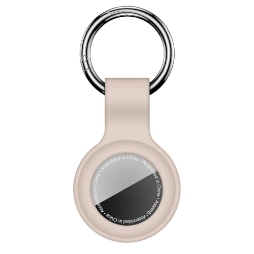 Linsaner Compatible with AirTag Case Keychain for Air Tag Holder Silicone for AirTags Key Ring Cases Tags Chain for Apple GPS Item Finders Accessories，Milk Tea Color