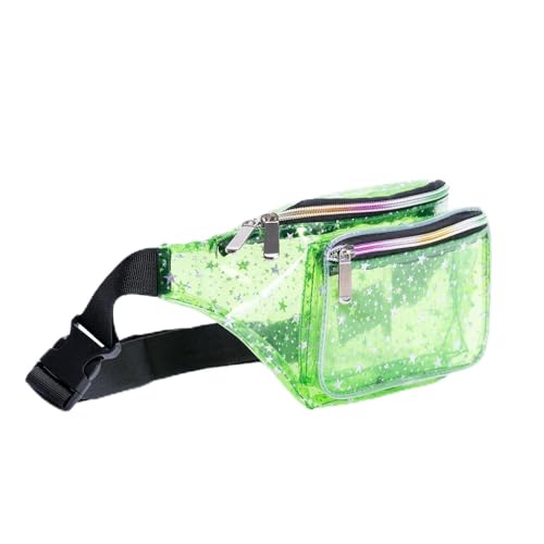 Holographic 80s 90S Rave Neon Green Stars Fanny Pack for festival women Girl Cute Fashion Waist Bag Belt Bags-Neon Green Stars