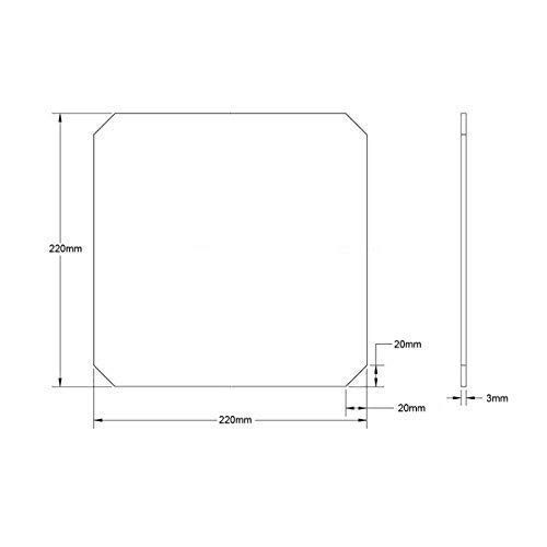 3D Printer Glass Bed Upgraded, Borosilicate Glass Plate w/Corners Cut for Monoprice Maker Select V2 Anet A8/A6 Wanhao Duplicator i3 220x220x3mm with4 Glass Clips