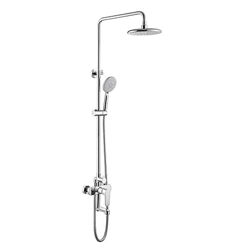 Colonne de douche noire avec pommeau effet pluie et douchette à main pour mitigeur de salle de bain