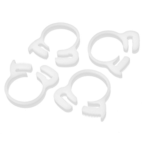 Aexit 24.3mm-26.1mm Adjustable Clamps Ratchet Type Plastic Hose Tube Clamps Clips White Strap Clamps 4 Pcs