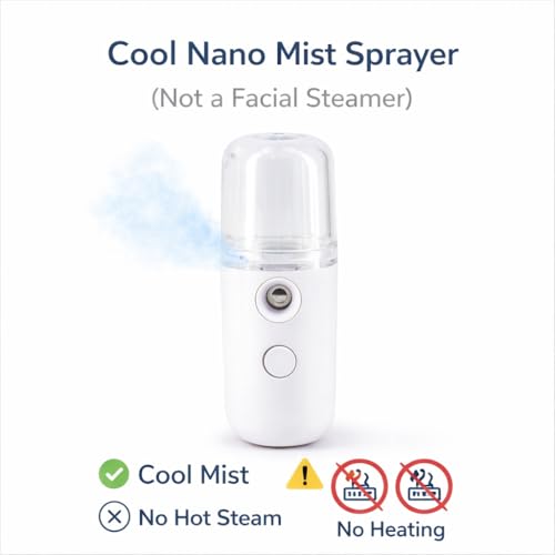 BHAJANLAL GREENERY Nano Mist Spray – Portable Cool Mist Facial Sprayer for Skin Hydration, USB Rechargeable Face & Makeup Mister (Not a Facial Steamer)