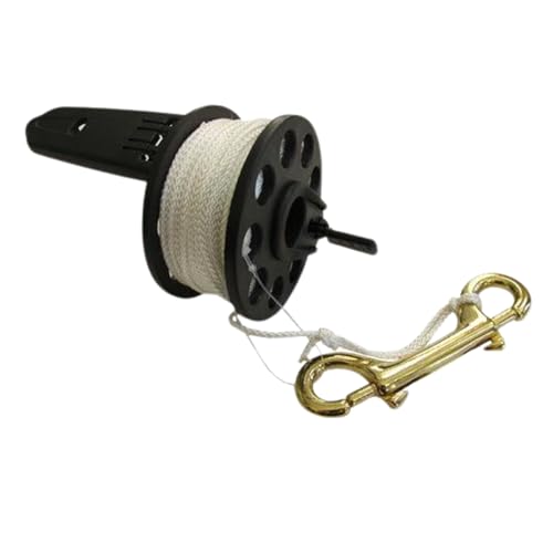 Scuba Choice Finger Spool, 100ft White Nylon Line with Plastic Handle & Brass Clip – Durable, Lightweight, Easy-to-Use Diving Accessory for Spearfishing and Freediving