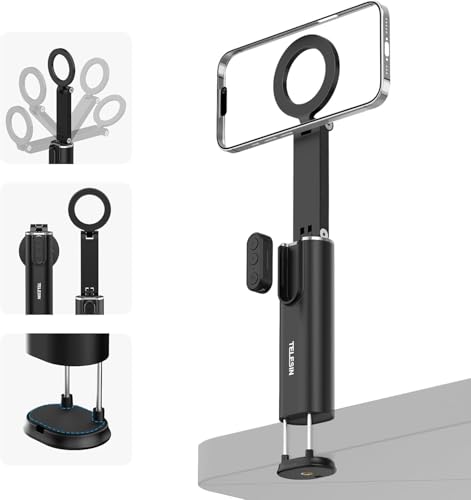 TELESIN Support de téléphone magnétique universel pour avion - Support mains libres Bluetooth avec rotation à 360 ° - Télécommande de voyage essentielle pour TikTok, streaming et contrôle mobile