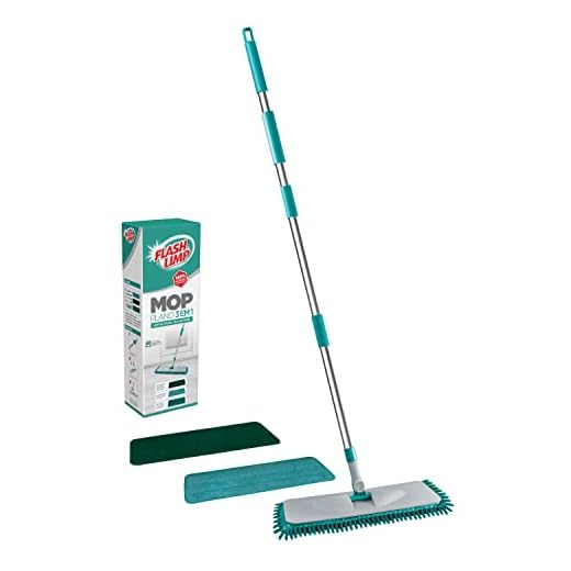Mop Plano 3 EM 1, Limpeza Pesada, Úmida e Tira Pó, MOP0617, Flash Limp, Inox e verde