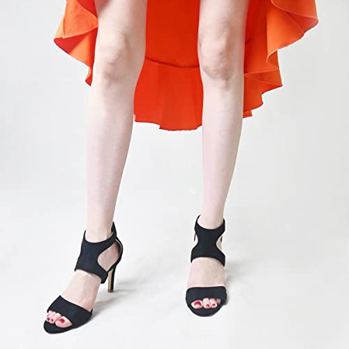 Xyd Prom Dancing Shoes Elegant Open Toe Strappy Mid Heeled Sandals Cutout Ankle Wrap Dress Classy Pump For Women Size 7 Black #TOP4