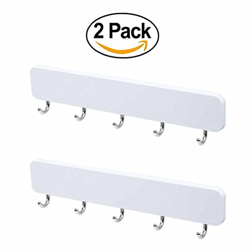 KEM MY ROOM - Adhesivo de pared (5 ganchos, 2 unidades, para guardar las necesidades diarias, toallas, llaves, bolsas, espátula)