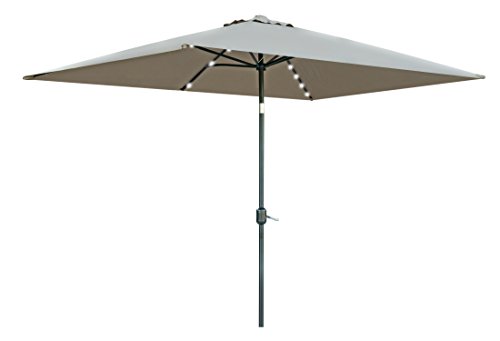 Trademark Innovations Rectangular Solar Powered Led Lighted Patio Umbrella, 10' X 6.5', Tan #TOP1