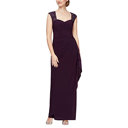 Image of Alex Evenings Women's Long Column Dress with Sweetheart Neck (Petite and Regular)