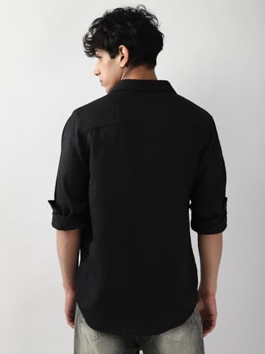 Image of Urbano Fashion Men's Linen Blend Full Sleeve Relaxed Fit Casual Solid Shirt