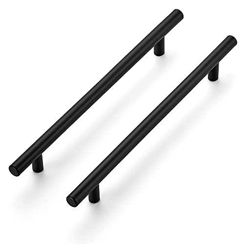 Image of Ravinte 10 Inch Cabinet Handles Matte Black Drawer Pulls Stainless Steel Kitchen Cabinet Hardware Cabinet Pulls 10 inch Length,7-1 /2 inch Hole Center|20 Pack