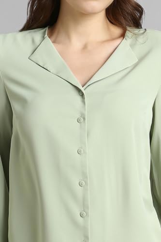 Image of Van Heusen Women Polyester Regular Fit Solid Full Sleeve Casual Shirt