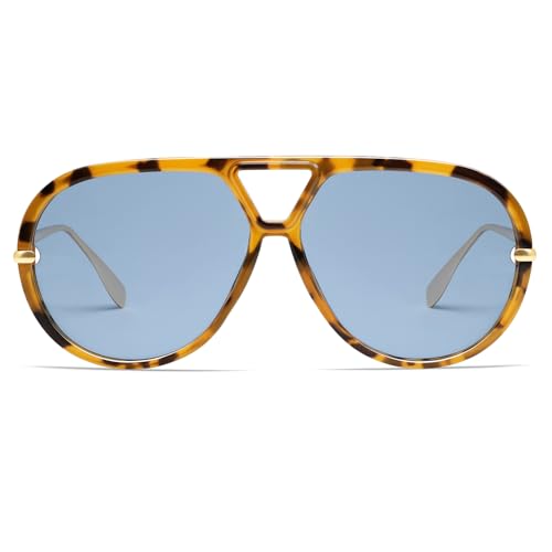Image of VANLINKER Oversized Trendy Polarized Aviator Sunglasses for Women Men Retro Round Sunglasses Vintage Shield Shades VL9798