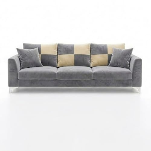 Image of Juliet 4 Seater L Shape Sofa Set with Movable Ottomans | Flexible Layout | Rich Velvet Suede Fabric | Silver Legs | Modern Sofa for Living Room (Light Grey)