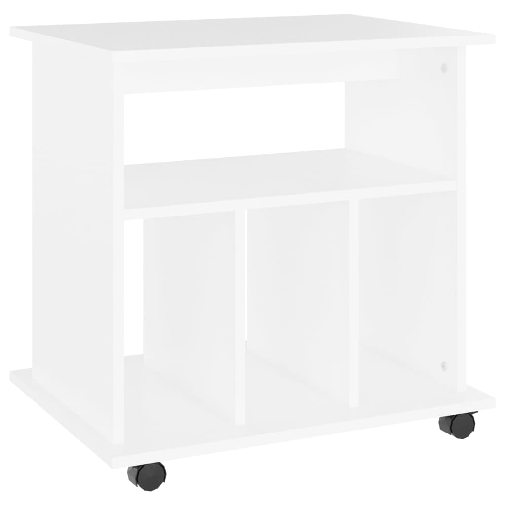 Contenitore a rotelle bianco, 60 x 45 x 60 cm, mobile da ufficio in legno con 4 ruote, tavolo flessibile per stampante e armadietto per casa, ufficio e studio