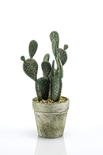 artplants.de Cactus Nopal de plástico ACEDERA en Maceta Decorativa, Verde, 20 cm - Cactus Artificial - Planta Falsa