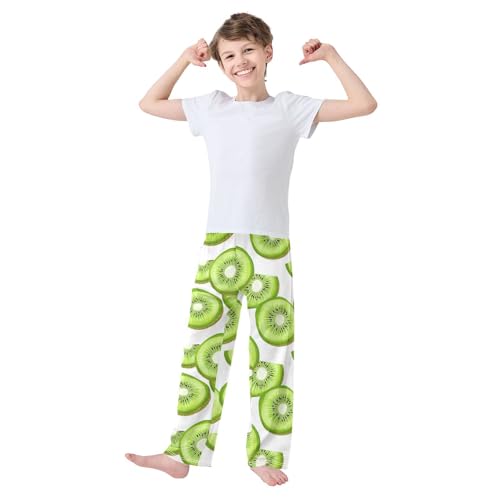 Kiwi Fruit Slice Boys Pants Boys Athletic Pants Long Pant for Boywith Pockets Wide-Leg Size 6-14Y3