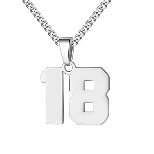 Collier pour garçon de 0 à 99 - Chaîne en acier inoxydable - 56 + 5,1 cm - Pendentif personnalisé - Cadeau inspirant - Cadeau pour homme, Acier inoxydable, Pas de gemme