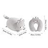 U-Shaped Pillow with Adorable Animal Design, 2-in-1 Deformable Kids Neck Pillow for Traveling, Reversible Plush Squishy 2-in-1 Travel Plush Pillow for Airplane, Car (Gray Dog) #5