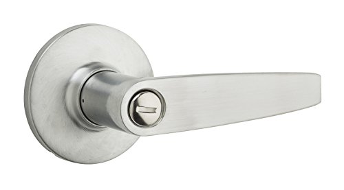 Weiser Winston Satin Chrome Door Handle, Reversible Privacy Lever, Interior Door Handles for Bedroom and Bathroom Doors, Keyless Bathroom/Bedroom Door Lock, Traditional Home Décor by Weiser - Used condition - CA$14.91