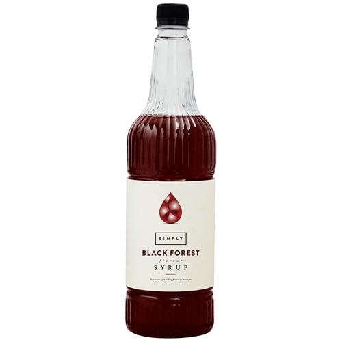 Simply Black Forest Syrup, Vegan & Nut Free Flavoured Syrup for Coffee, Cocktails & Baking, 1 Litre (Pack of 1)