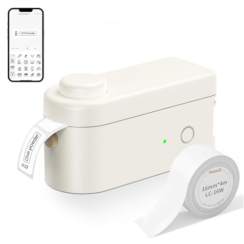 Makeid Label Maker Machine L1-C Upgraded, Portable & Rechargeable Label Makers Compatible with 9/12/16mm Waterproof Tape