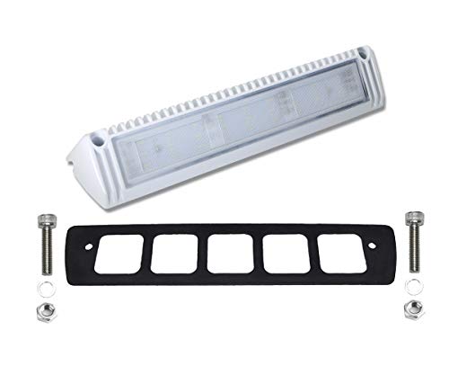 Raycharm 13" Exterior Led Flood Lighting Fixture, 40° Down Angle Beam, 6000K Cool-White Super Bright, 12V/24V Dc, High Lumen Output Low Current Draw, Waterproof White Finish For Rv & Boat, 1-Pack #TOP2